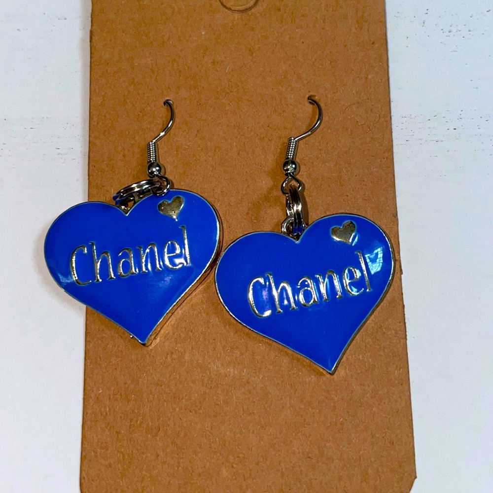 Chanel Blue Heart Earrings